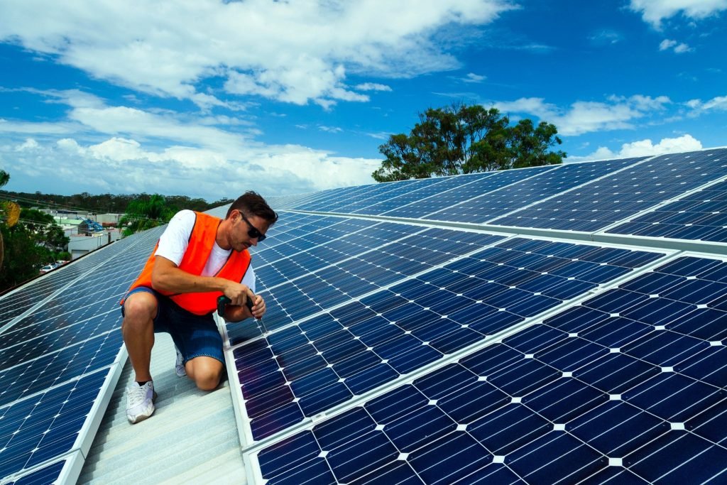 Solar panel installation on Sunshine Coast rooftop