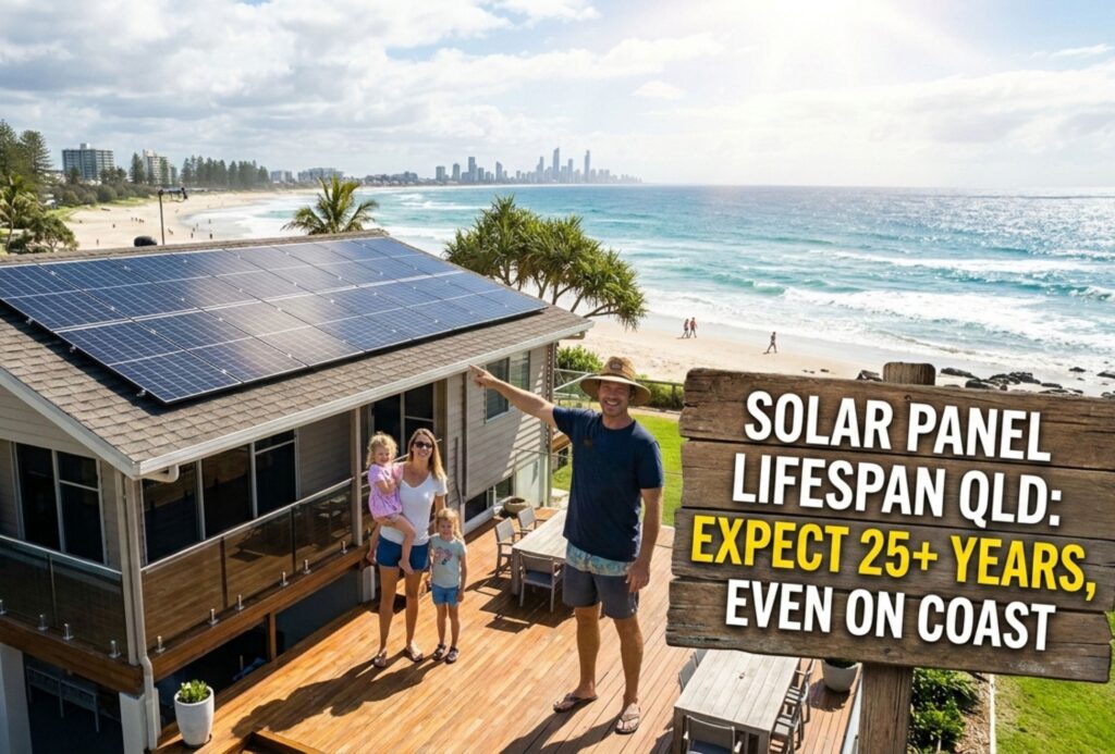 Solar panels installed on a Queensland rooftop