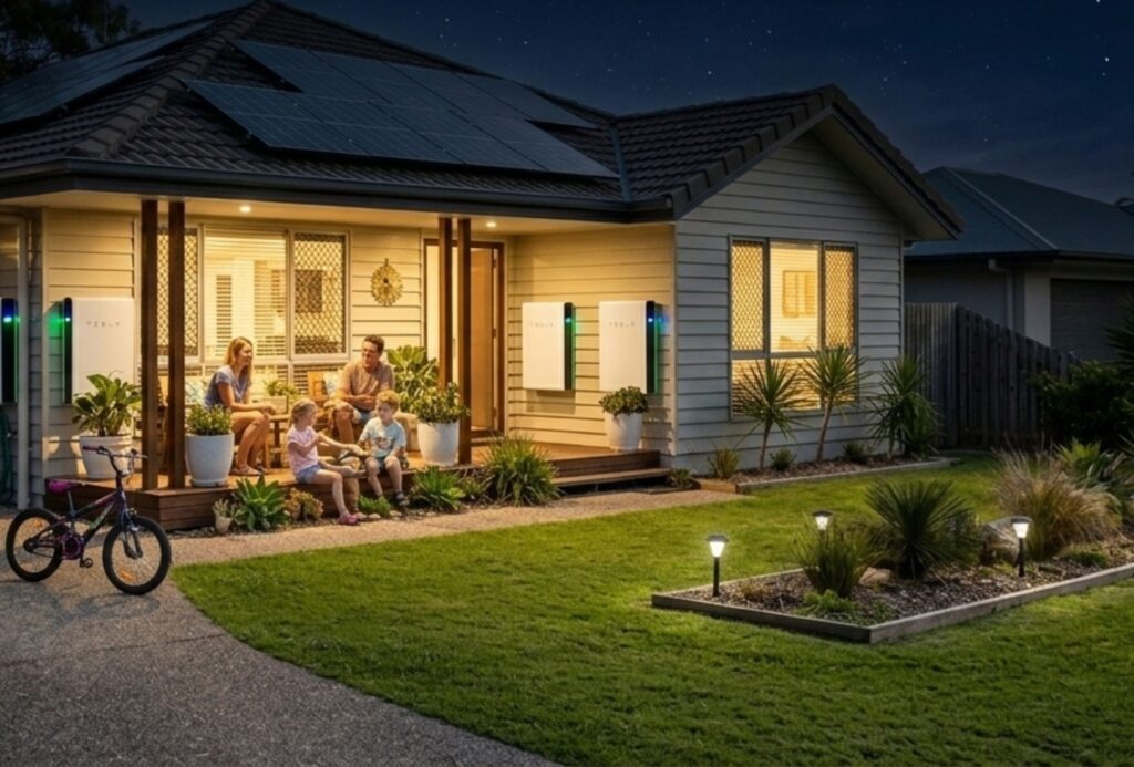 Solar panels providing power during an outage on the Sunshine Coast