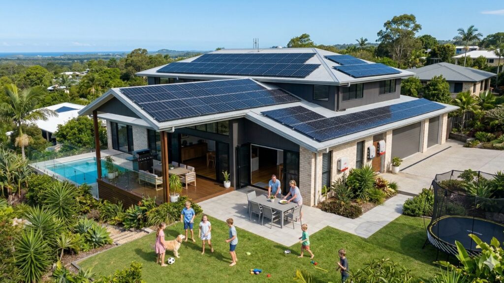 Solar panels installed on a Buderim home for optimal energy efficiency