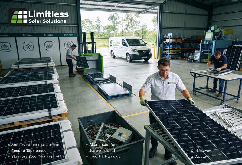 Solar Panel Recycling in Australia: Practical Guide 13 Solar panels being prepared for recycling in Australia