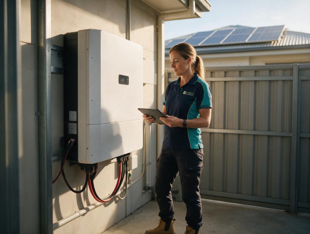 Home solar battery connected to an existing rooftop solar system